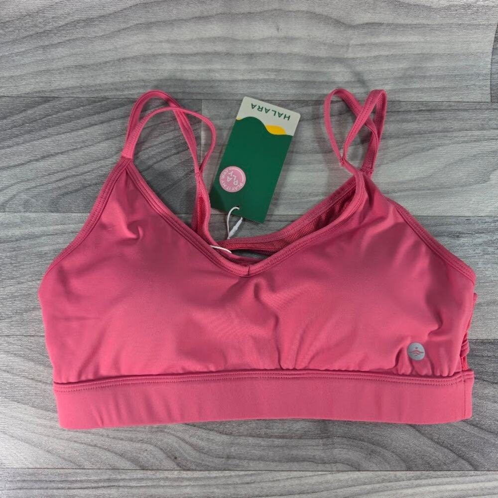 HALARA Hot Pink Strappy Back Sports Bra Padded Activewear NWT Womens Small Gym